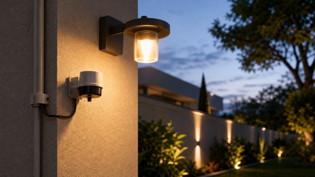 Rele fotoeletrico acionando luminaria externa residencial