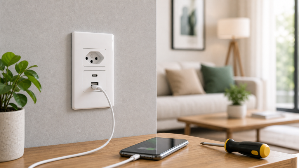 Como instalar tomada USB na parede passo a passo